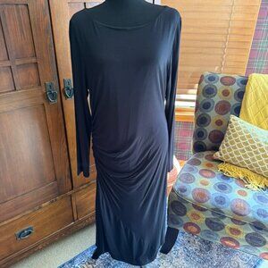 Soft Surroundings Long Sleeve Black Ruched Dress